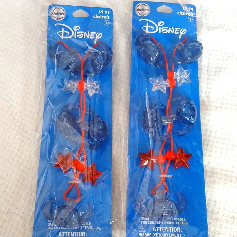 Disney Stitch Lite Up Patriotic Necklace Lot